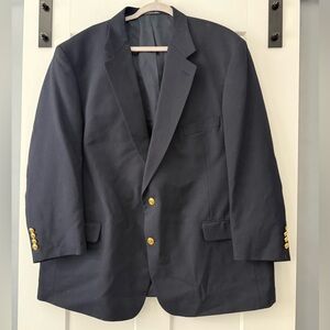 Wimbledon Classic Navy Wool-Blend Blazer With Gold Button Accents Size 50 R
